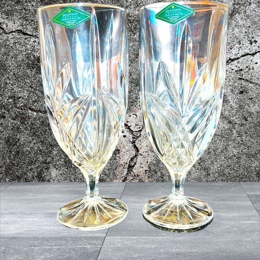 Dublin By Shannon Godinger Set Of 2 Footed Iced Tea Water Goblets  NEW
